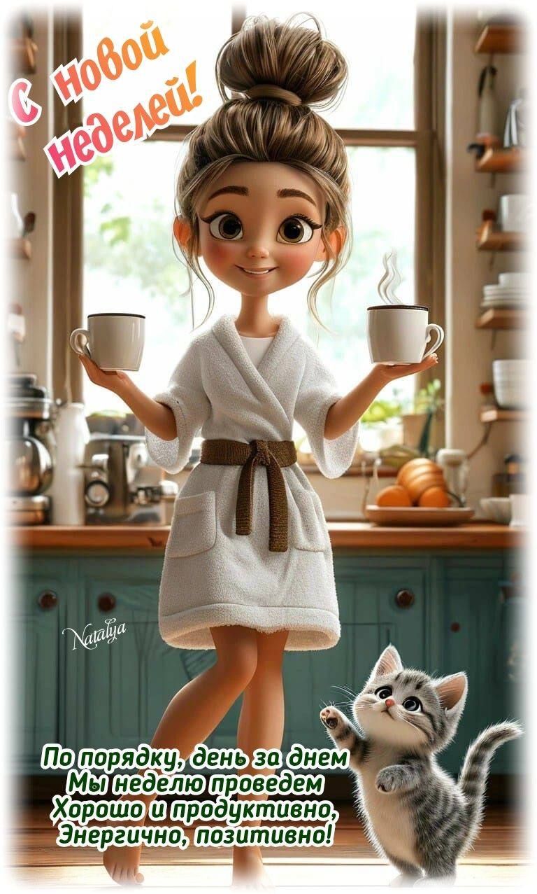 С Новой неделей!
По порядку, день за днем
Мы неделю проведем
Хорошо и продуктивно,
Энергично, позитивно!
