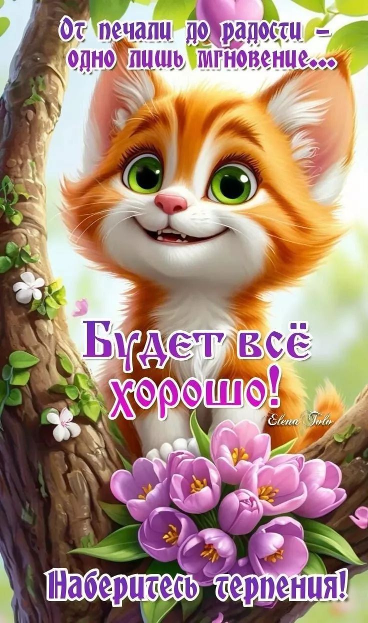 От печали до радости – одно лишь мгновение...
Будет всё хорошо!
Наберитесь терпения!