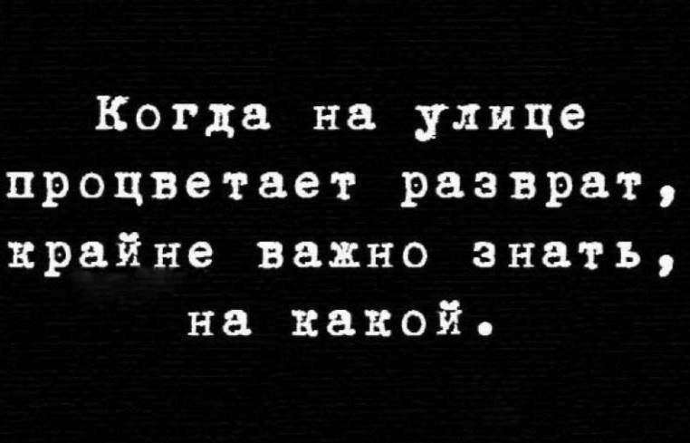 Когда на улице процветает разврат, крайне важно знать, на какой.
