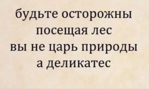 будьте осторожны посещая лес вы не царь природы а деликатес