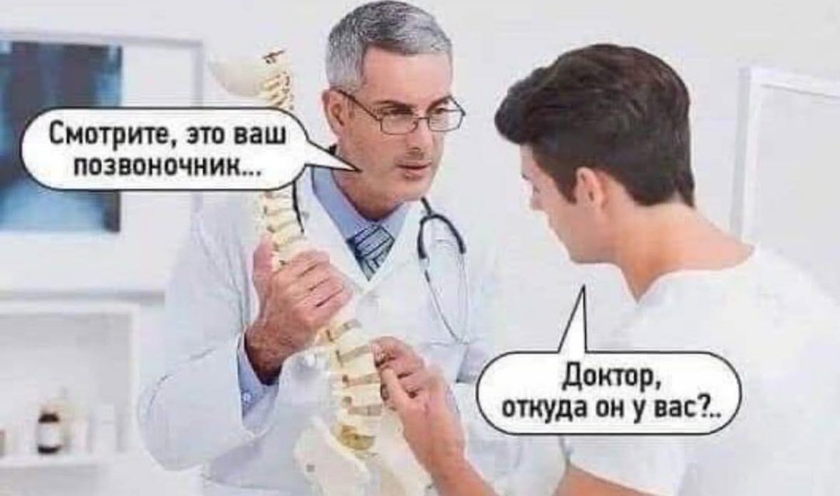 Смотрите, это ваш позвоночник...\nДоктор, откуда он у вас..?