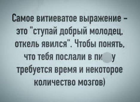 ЁМОЕ витиеватое выражение это ступай добрый молодец откель явился Чтобы понять что тебя послали в пи у требуется время и некоторое количество мозгов А