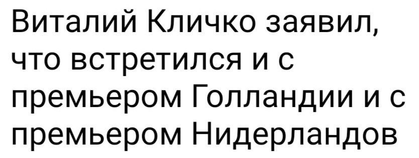 Виталий Кличко заявил что встретился и с премьером Голландии и с премьером Нидерландов