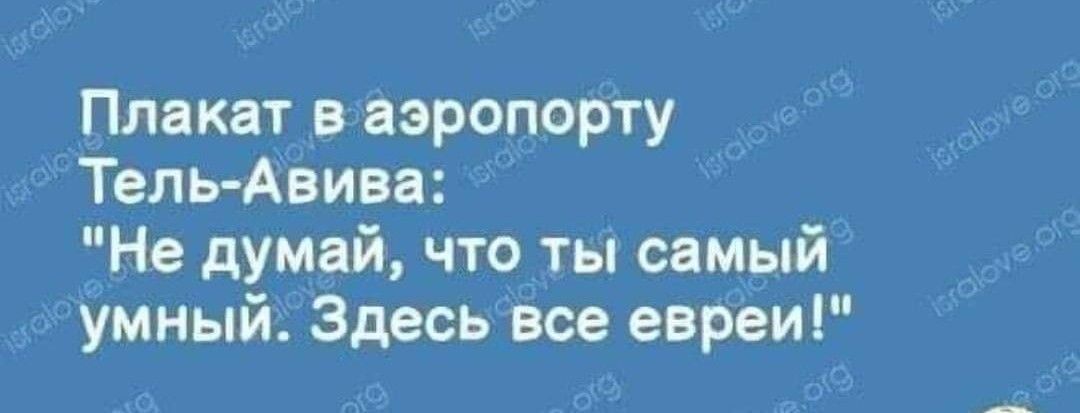 Плакат в аэропорту Тель Авива Не думай что ты самый умный Здесь все евреи