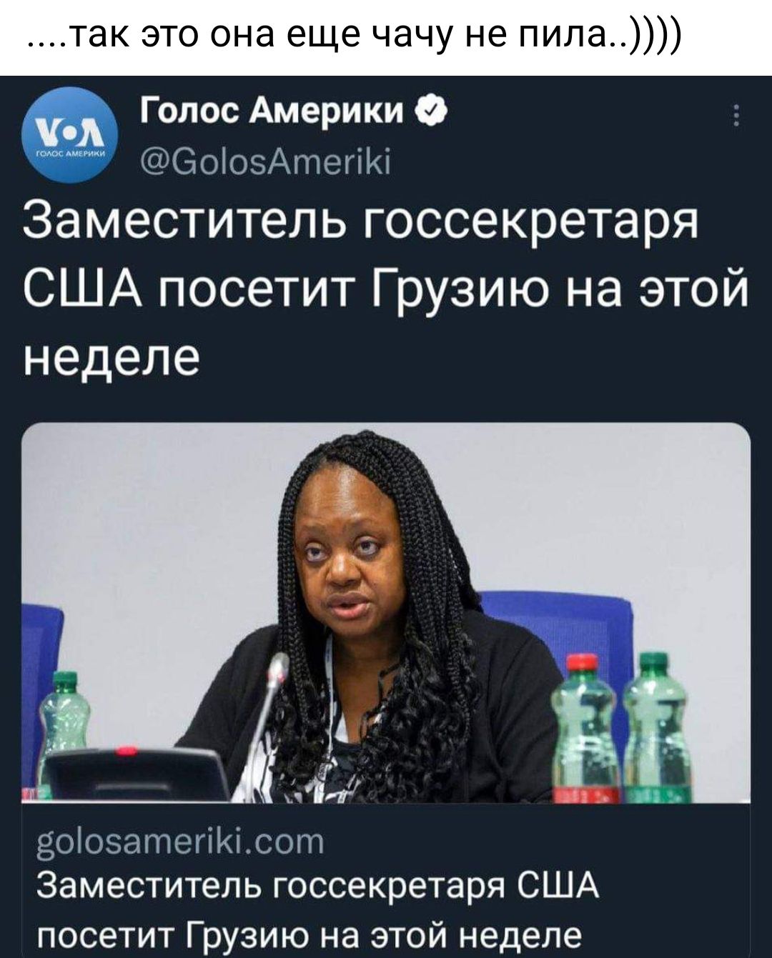 к это она еще чачу не пила Голос Америки 0 идеоЮэАте МЫ Заместитель госсекретаря США посетит Грузию на этой неделе гоЮэатени со Заместитель госсекретаря США посетит Грузию на этой неделе