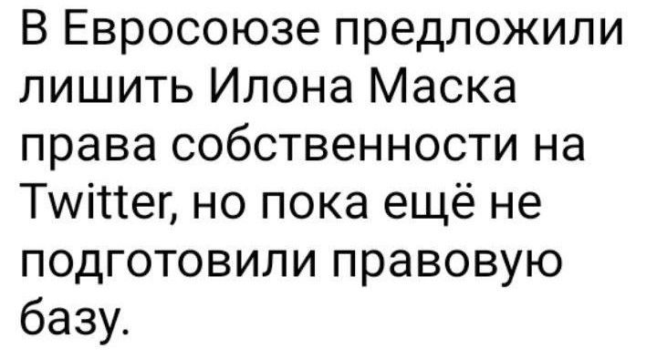 В Евросоюзе предложили лишить Илона Маска права собственности на Тшіпеп но пока ещё не подготовили правовую базу