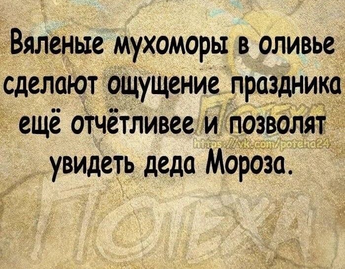 Вяленые мухоморы в оливье сделают ощущение праздника еще отчётливее и позвалят увидеть деда Мороза