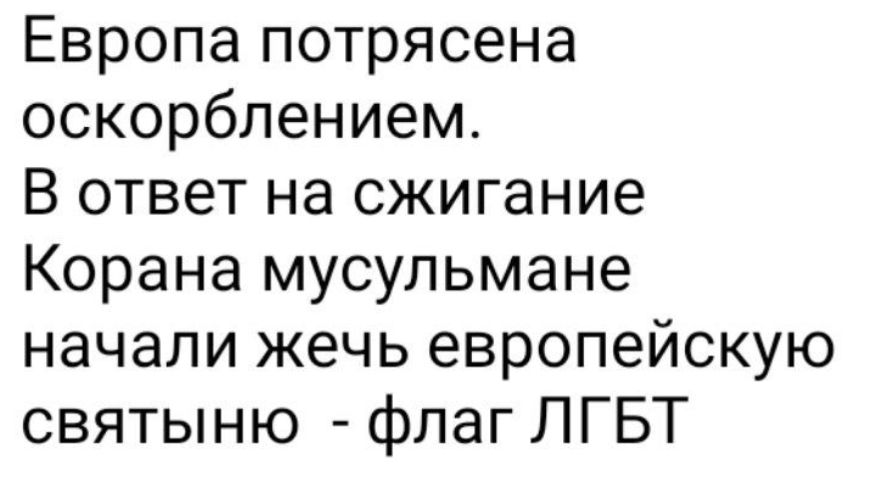 Европа потрясена оскорблением В ответ на сжигание Корана мусульмане начали жечь европейскую святыню флаг ЛГБТ