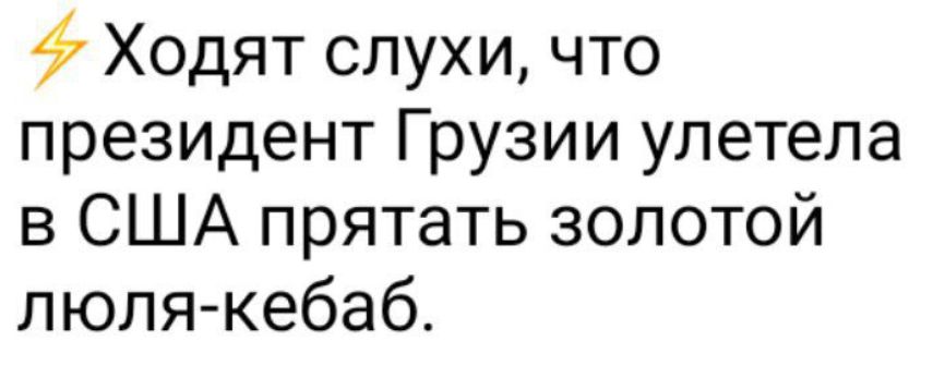 Ходят слухи что президент Грузии улетела в США прятать золотой пюля кебаб