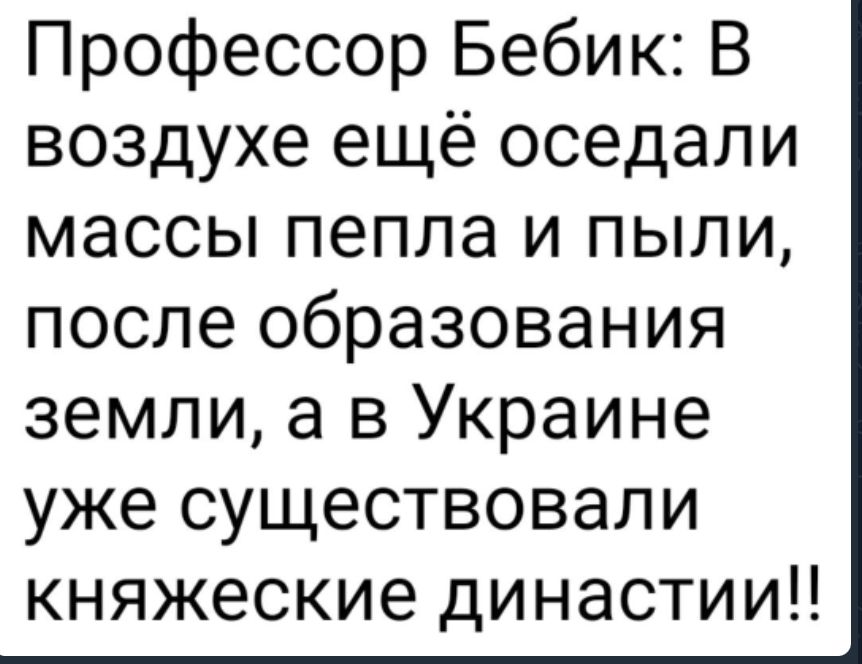 Профессор Бебик В воздухе ещё оседали массы пепла и пыли после образования земли а в Украине уже существовали княжеские ди настии