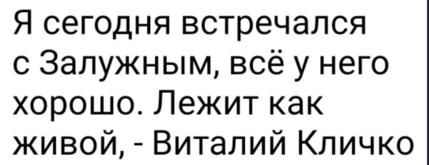 Я сегодня встречался с Залужным всё у него хорошо Лежит как живой Виталий Кличко