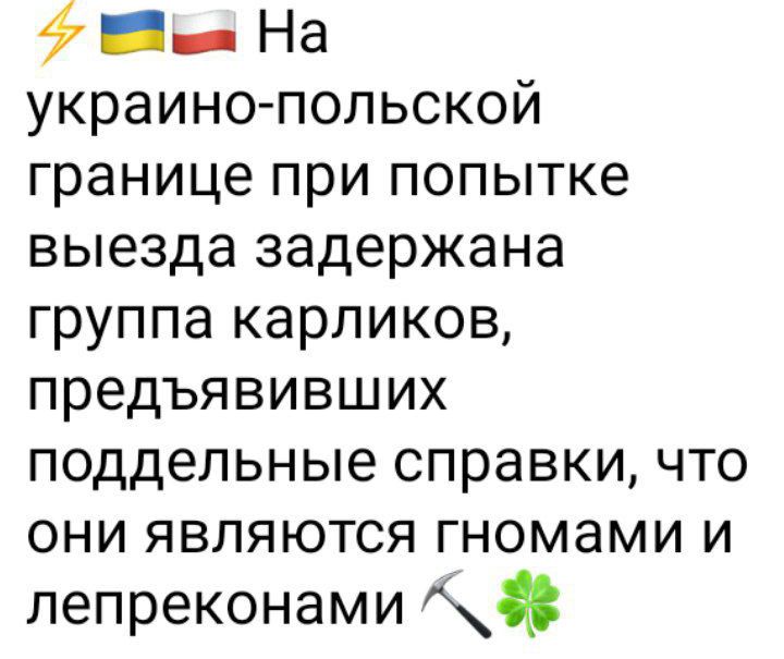 __ На украино польской границе при попытке выезда задержана группа карликов предъявивших поддельные справки что они являются гномами и лепреконами