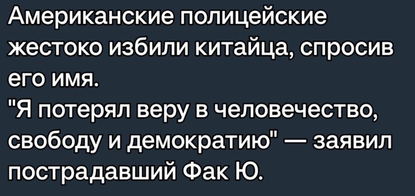 Американские полицейские жестоко избили китайца спросив его имя Я потерял веру в человечество свободу и демократию заявил пострадавший Фак Ю