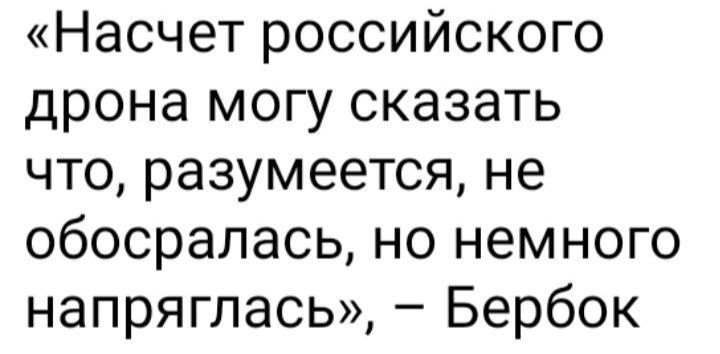 Насчет российского дрона могу сказать что разумеется не обосралась но немного напряглась Бербок