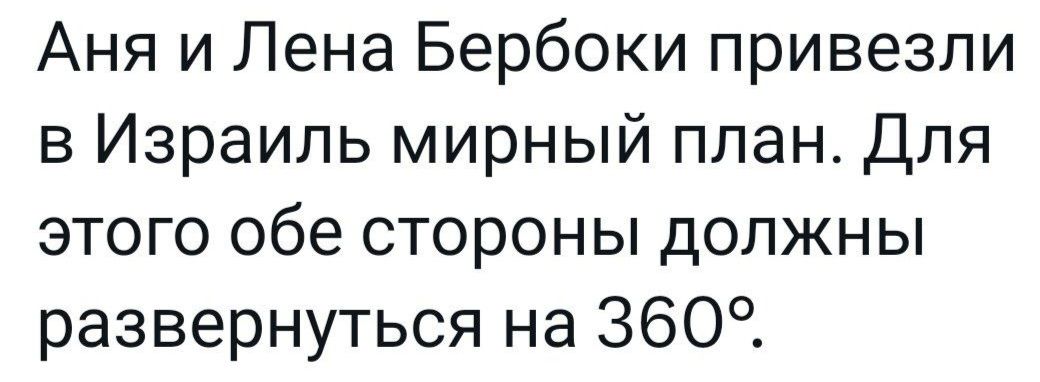 Аня и Лена Бербоки привезли в Израиль мирный планр Для этого обе стороны должны развернуться на 360