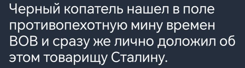 Черный копатель нашел в поле противопехотную мину времен ВОВ и сразу же лично доложил об этом товарищу Сталину