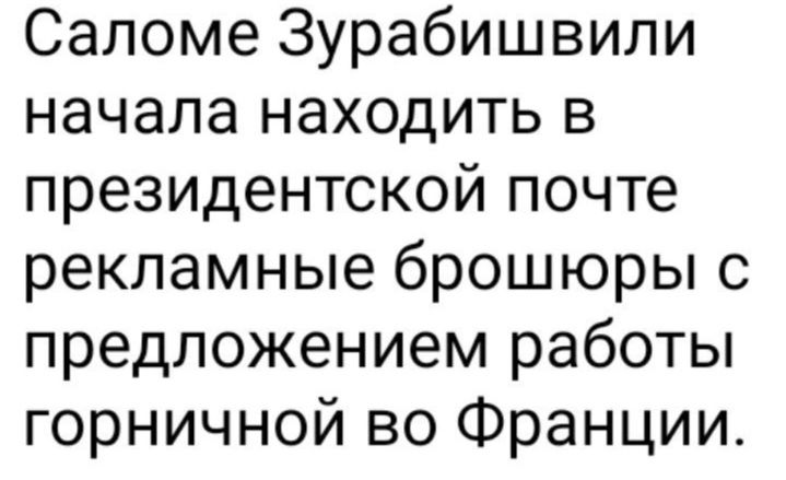 Саломе Зурабишвили начала находить в президентской почте рекламные брошюры с предложением работы горничной во Франции