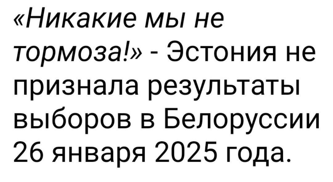 Никакие мы не тормоза Эстония не признала результаты выборов в Белоруссии 26 января 2025 года