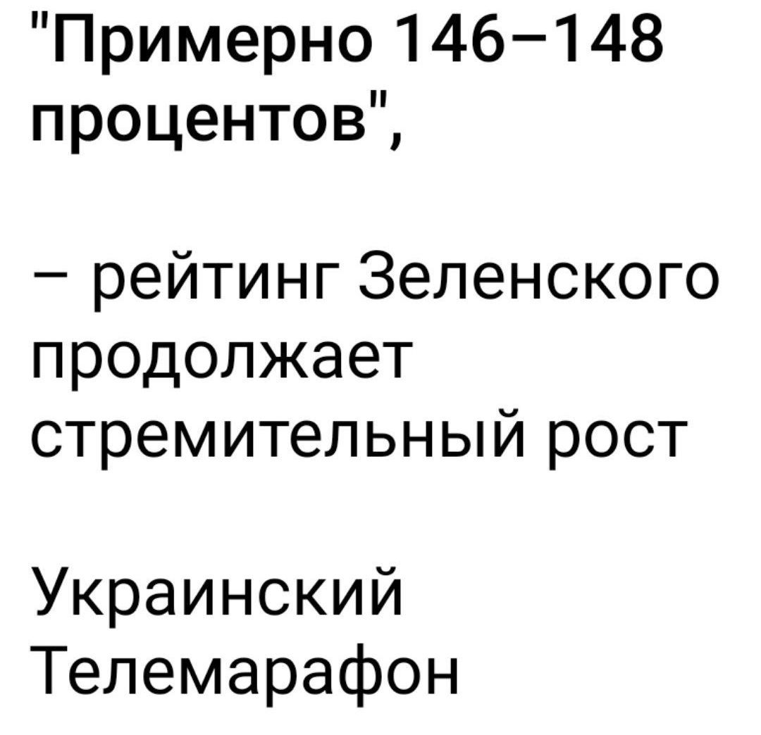 Примерно 146 148 процентов рейтинг Зеленского продолжает стремительный рост Украинский Телемарафон