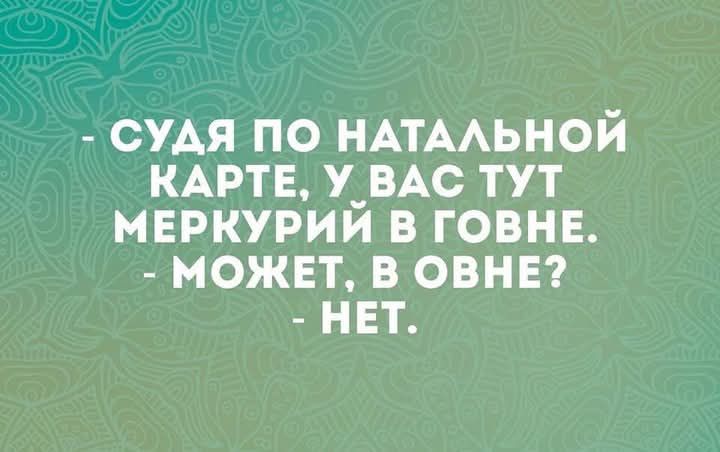 СУДЯ ПО НАТАЛЬНОЙ КАРТЕ У ВАС ТУТ МЕРКУРИИ В ГОВНЕ МОЖЕТ В ОВНЕ НЕТ