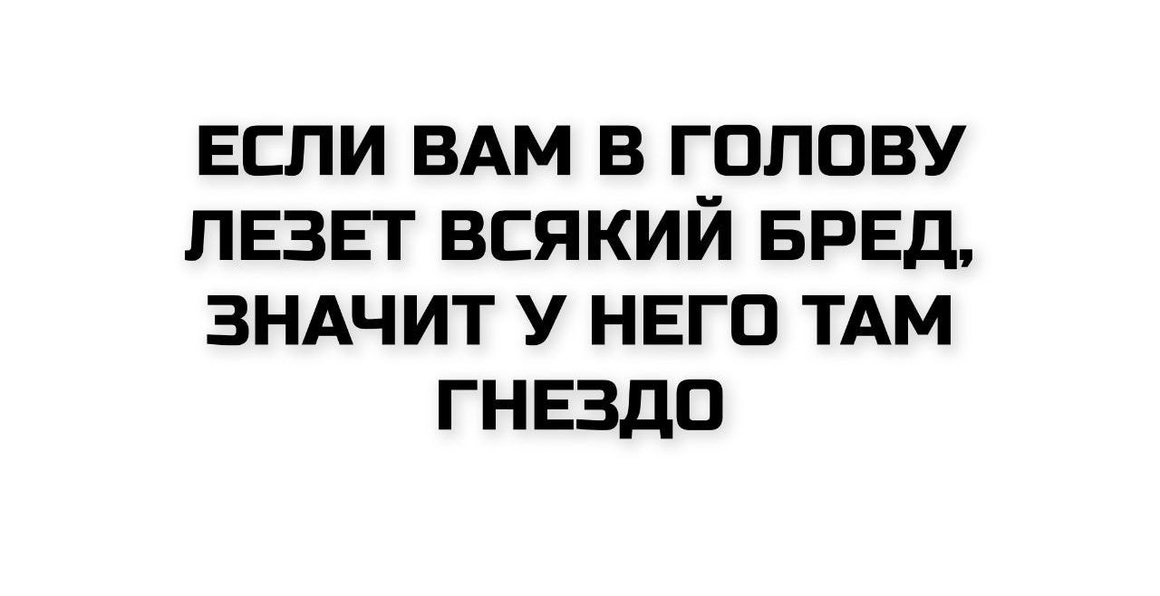 ЕСЛИ ВАМ В ГОЛОВУ ЛЕЗЕТ ВСЯКИЙ БРЕД, ЗНАЧИТ У НЕГО ТАМ ГНЕЗДО