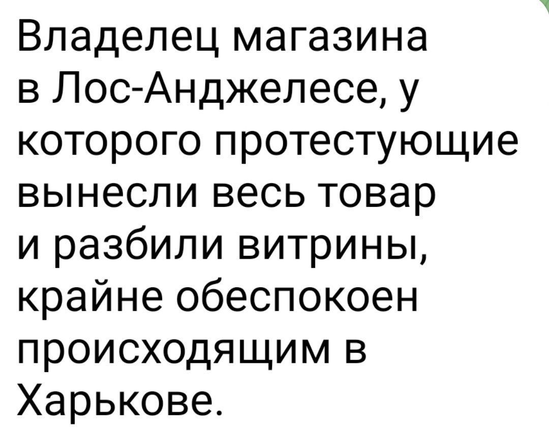 Владелец магазина в Лос-Анджелесе, у которого протестующие вынесли весь товар и разбили витрины, крайне обесспокоен происходящим в Харькове.