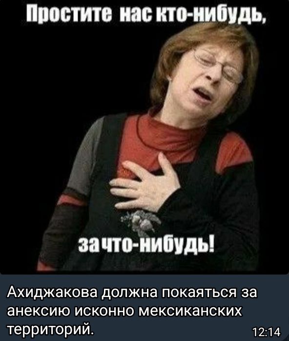 Простите нас кто-нибудь, за что-нибудь! Ахиджакова должна покаяться за анексию исконно мексиканских территорий.