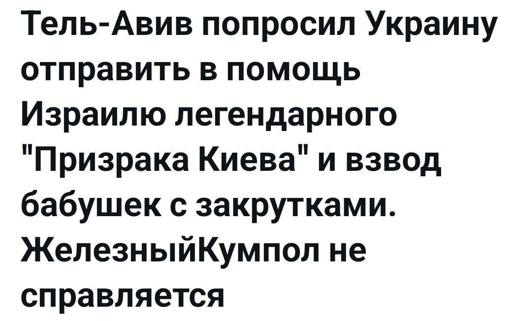 Тель-Авив попросил Украину отправить в помощь Израилю легендарного 