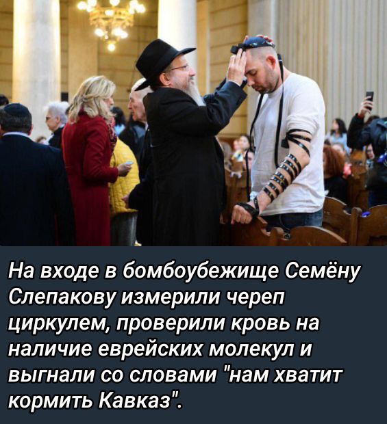 На входе в бомбоукрытие Семёну Slepakov измерили череп циркулем, проверили кровь на наличие еврейских молекул и выгнали со словами 