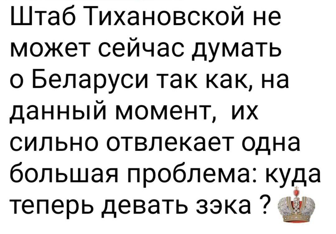 Штаб Тихановской не может сейчас думать о Беларуси так как, на данный момент, их сильно отвлекает одна большая проблема: куда теперь девать зэка ?
