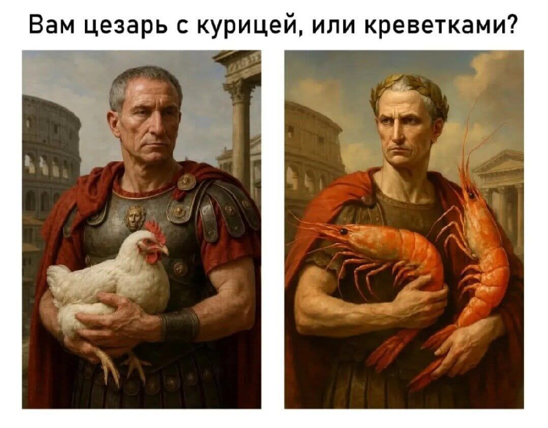 Вам цезарь с курицей, или креветками?