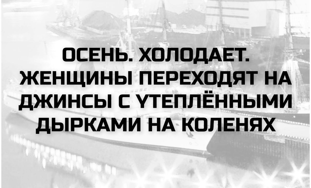 ОСЕНЬ. ХОЛОДАЕТ. ЖЕНЩИНЫ ПЕРЕХОДЯТ НА ДЖИНСЫ С УТЕПЛЁННЫМИ ДЫРКАМИ НА КОЛЕНЯХ