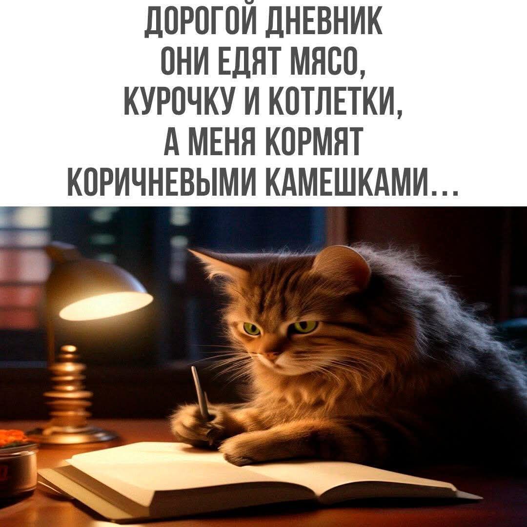 Дорогой дневник они едят мясо, курочку и котлетки, а меня кормят коричневыми камешками...