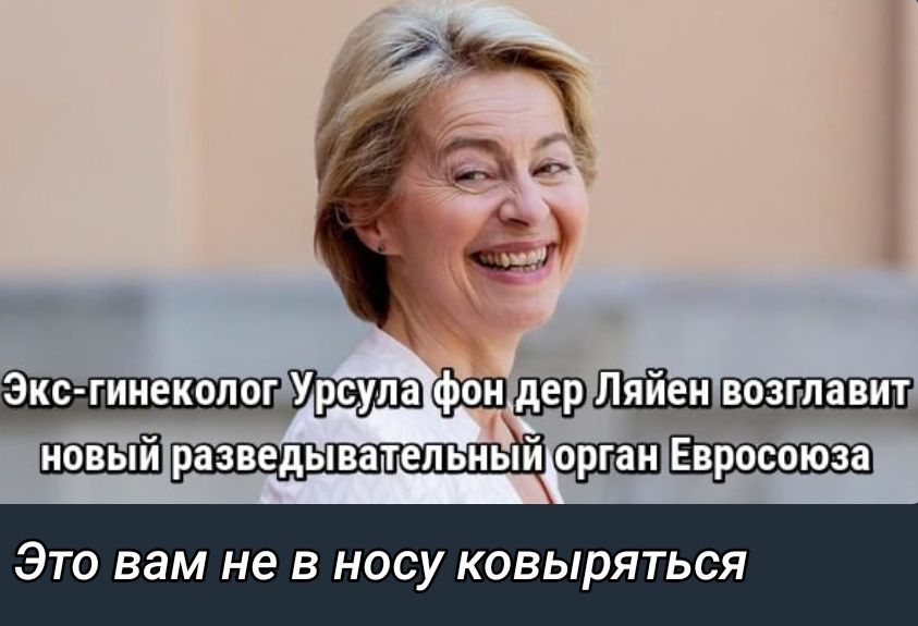 Экc-гинеколог Урсула фон дер Лайен возглавит новый разведывательный орган Евросоюза\nЭто вам не в носу ковыряться
