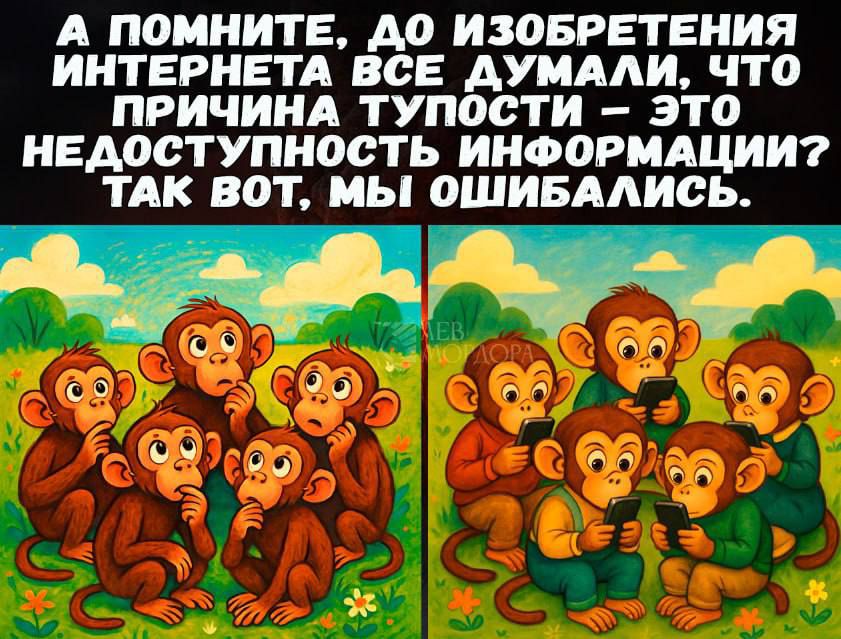 А помните, до изобретения интернета все думали, что причина тупости — это недоступность информации? Так вот, мы ошибались.
