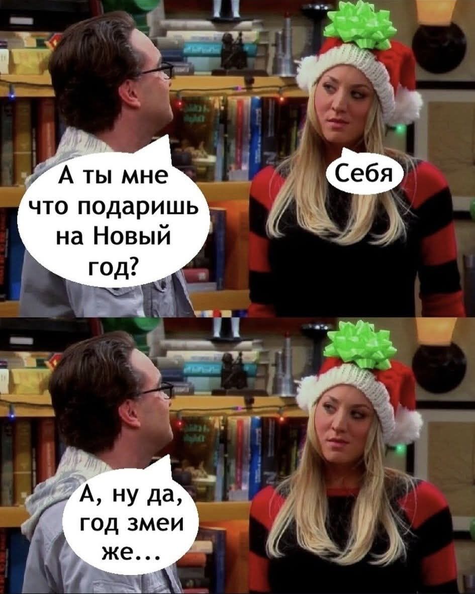 А ты мне что подаришь на Новый год? Себя А, ну да, год змеи же...