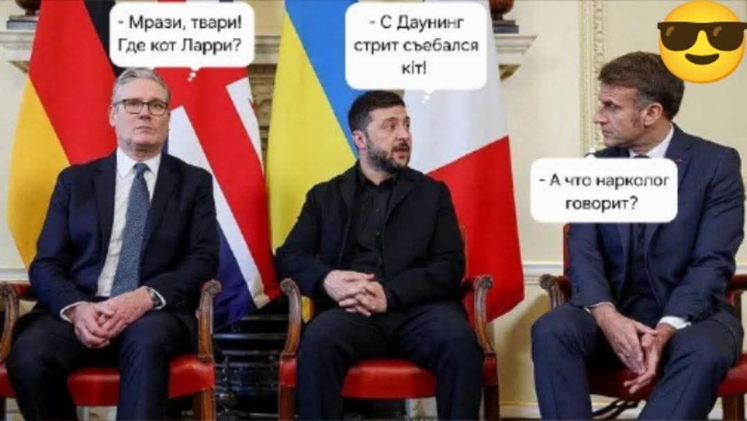 - Мрази, твари! Где кот Парри?
- С Даун... стрии сбалось кот?
- А что наркол говорит?