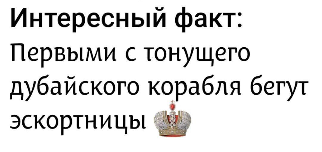 Интересный факт: Первыми с тонущего дубайского корабля бегут экскортницы 👑
