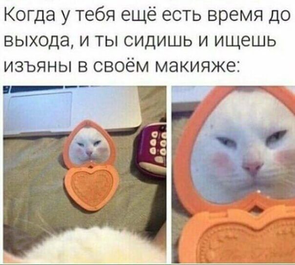 Когда у тебя ещё есть время до выхода и ты сидишь и ищешь изъяны в своём макияже