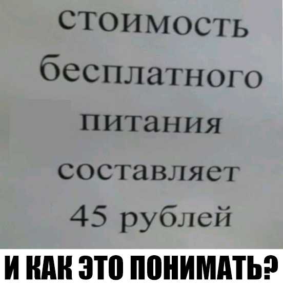 стоимость бесплатного питания СОСТЭВЛЯСТ 45 рублей И ЭТП ППНИМДТЬ