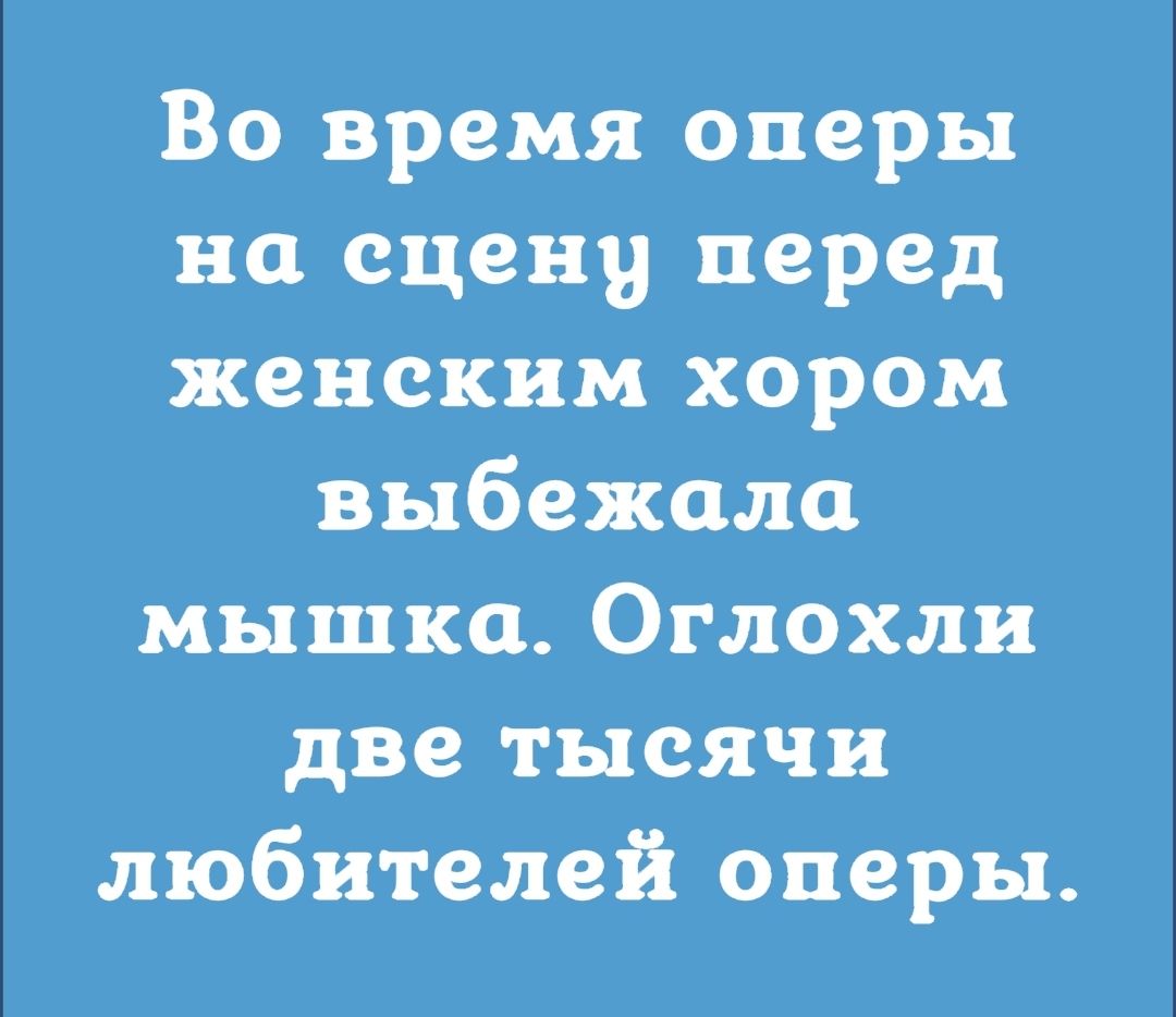 Во время оперы на сцену перед женским хором выбежала мышка Оглохли две тысяЧи любителей оперы