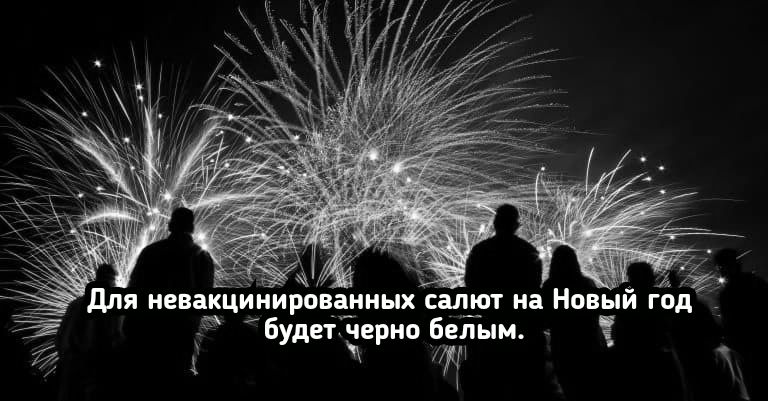 для невакцинированных салют на Новыи год Ё 3 Тбудеі черно белым