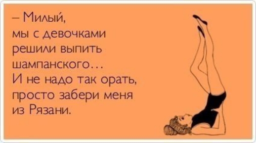 МИАЫЙ мы с девочками решим выпить шампанского И не надо так орать просто забери меня из Рязани