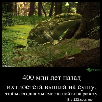 400 млн лет назад ИХТИОСТСГЭ вышла на сушу чтобы сегодня мы смогли пойти на работу вгвпгг 5рс5 те