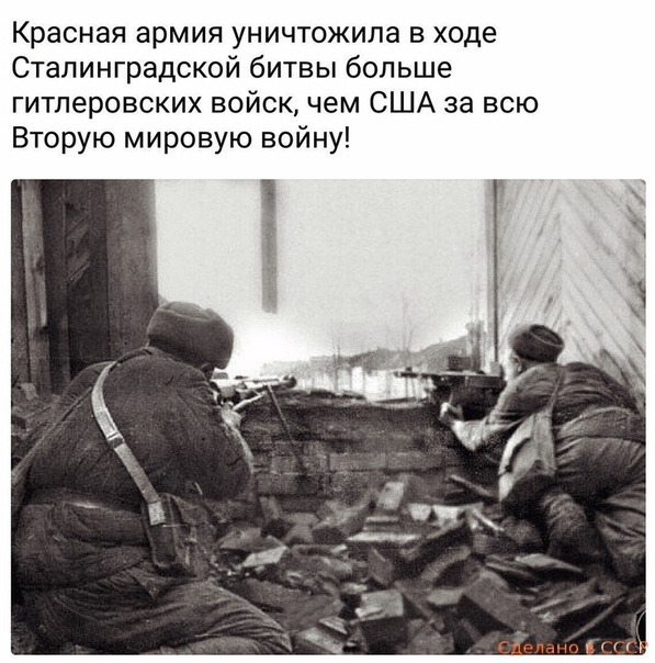 Красная армия уничтожила в ходе Сталинградской битвы больше гитлеровских войск чем США за всю Вторую мировую войну