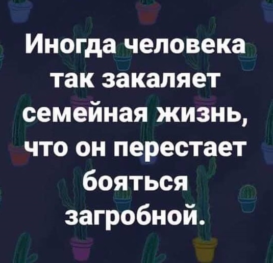 Иногда человека так закаляет семейная жизнь что он перестает бояться загробной
