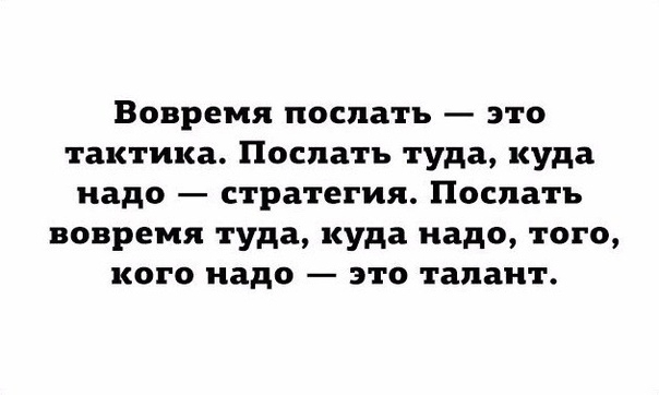 Вовремя поспать это тактика Послать туда куда надо стратегия Послать вовремя туда куда надо того кого надо это талант