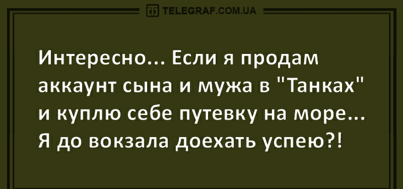 Интересно Если я продам аккаунт сына и мужа в Танках и куплю себе путевку на море Я до вокзала доехать успею