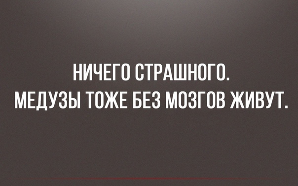 НИЧЕГО СТРАШНПГО МЕДУЗЫ ТОЖЕ БЕЗ МОЗГПВ ЖИВУТ