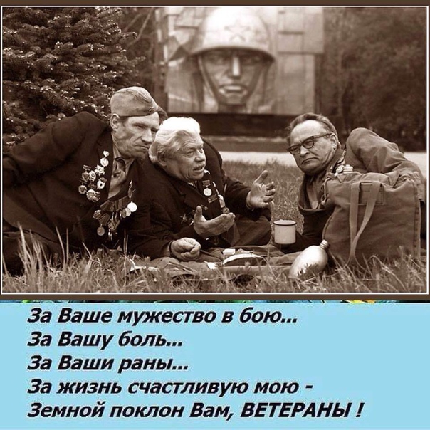 За Ваше мужество в бою За Вашу боль За Ваши раны За жизнь счастливую мою Земной поклон Бам ВЕТЕРАНЫ